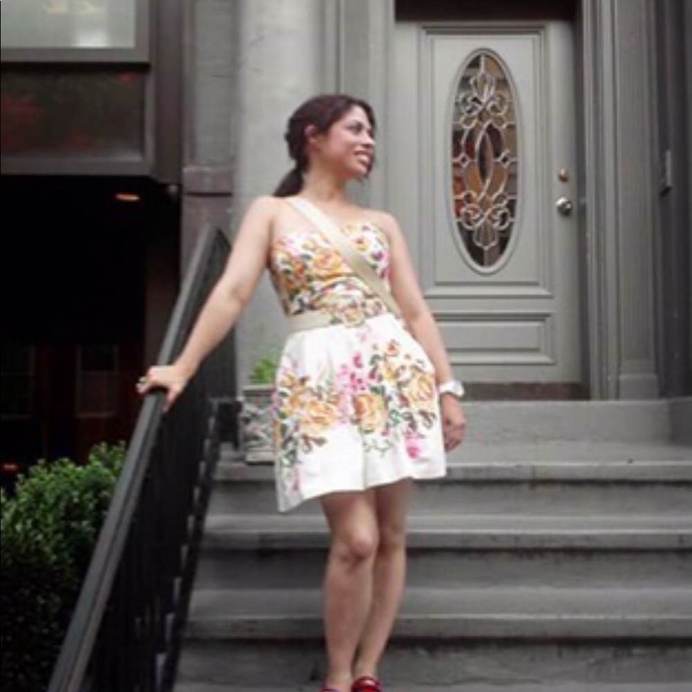 Forever 21 strapless floral a line crinoline dress